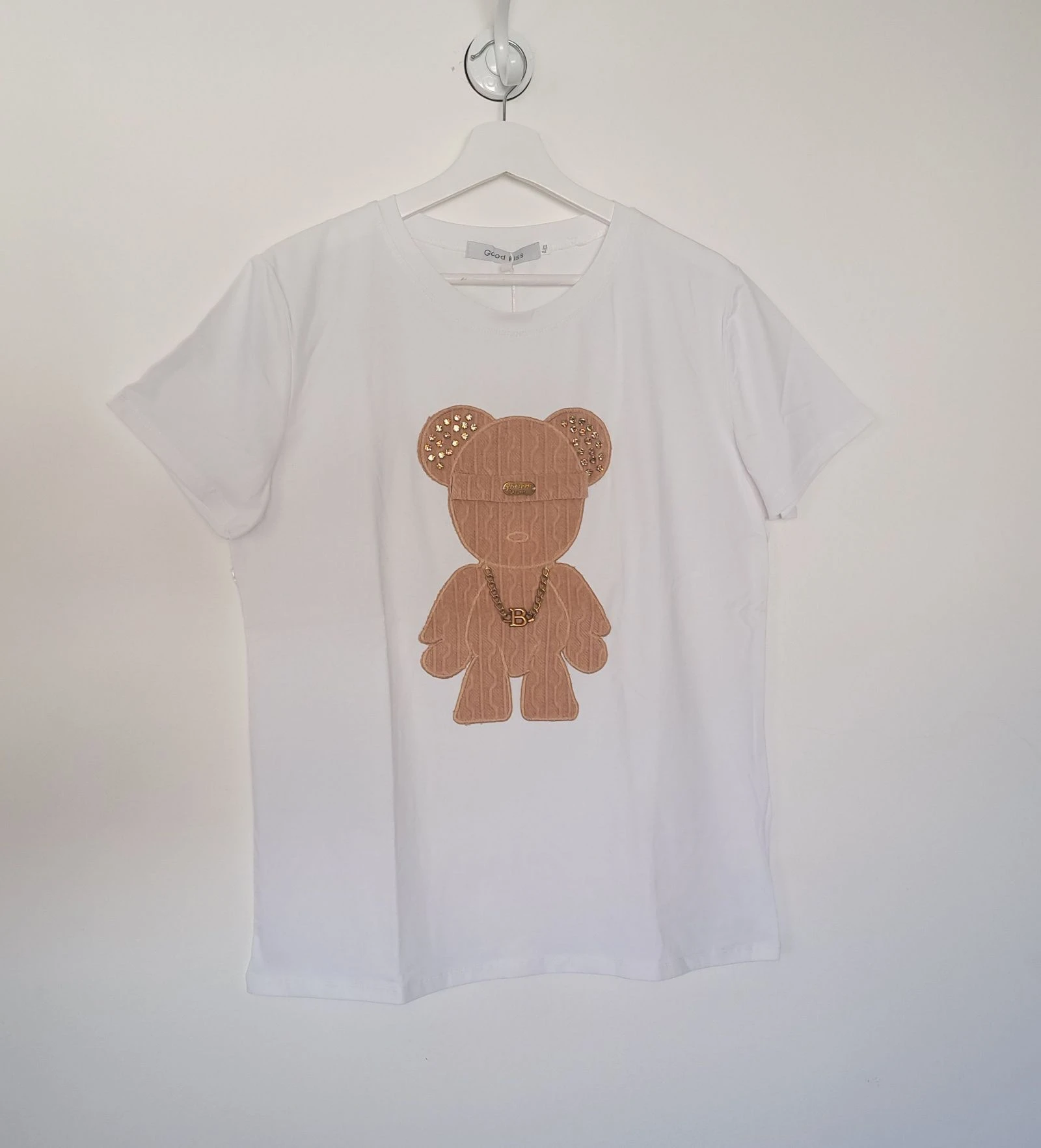 White Graphic T-shirt • Bear Print • Size XL/XXL • Relaxed Fit Street Style